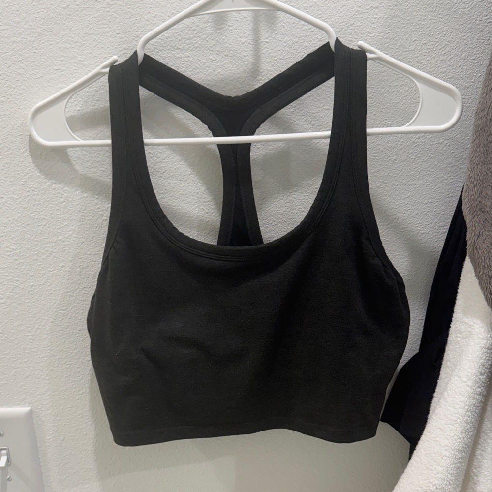 Prana heathered Black Racerback cropped Bra top